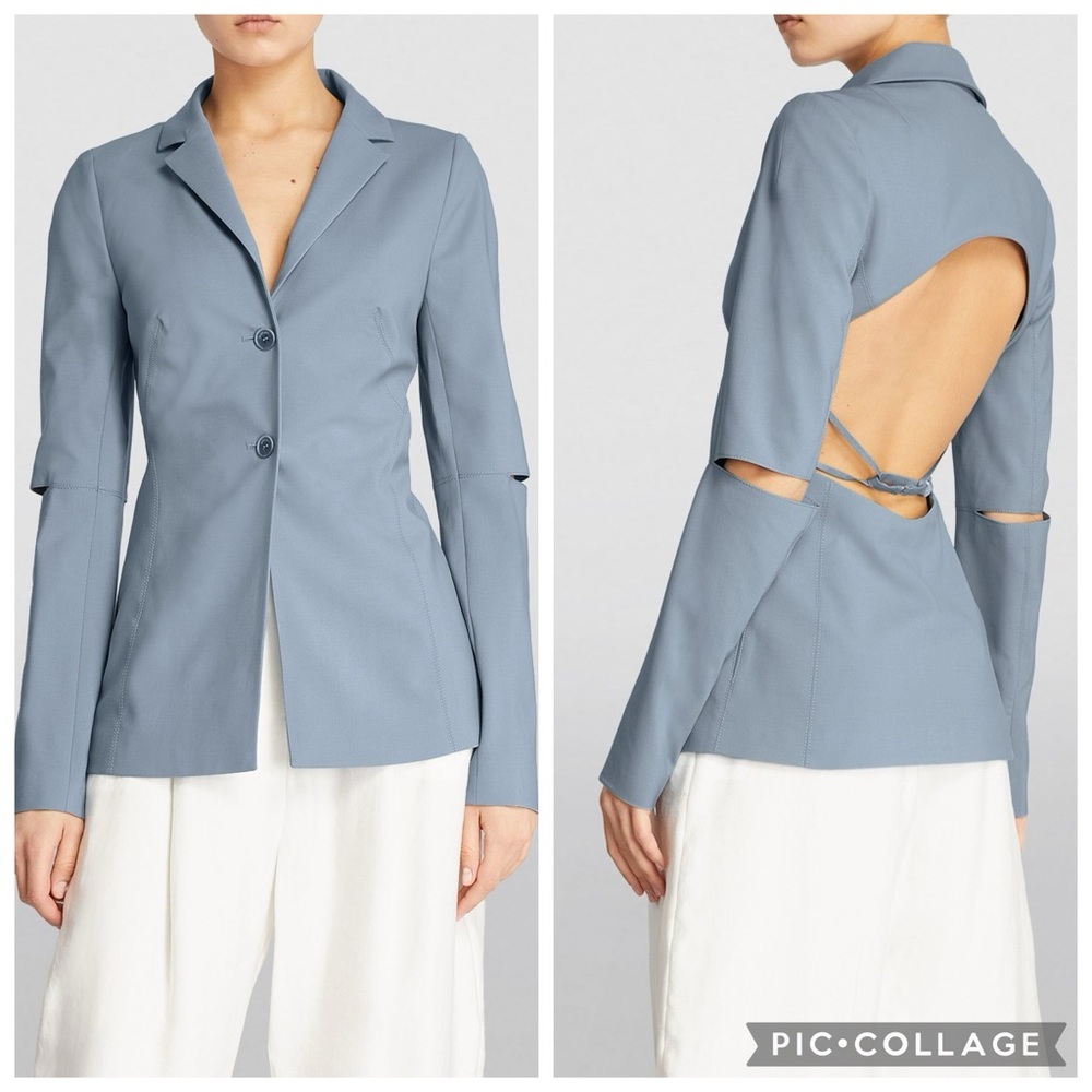 Jacquemus La Vesto Melo Cutout Blazer Blue Stretch Wool Size 10 NWT - Picture 4 of 16